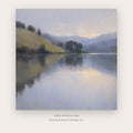 Pastoral Lake Morning – landscape wall art printable in Gray and Sky Blue