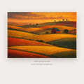 Autumn Fields at Sunset – landscape wall art printable in Orange and Brown