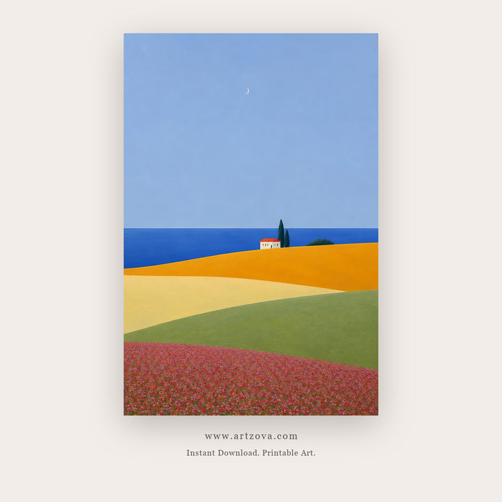 Coastal Colour Fields – coastal wall art printable in Sky Blue and Orange