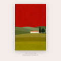 Crimson Sky Farm – landscape wall art printable in Red and Green