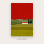 Crimson Sky Farm – landscape wall art printable in Red and Green
