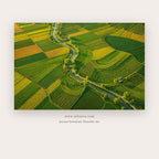 Aerial Patchwork Fields – landscape wall art printable in Olive Green and Forest Green