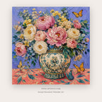 Pastel Peonies in Porcelain Vase – still life art printable in Pink and Blue