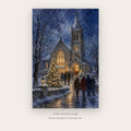 Christmas Eve Church – christmas wall art printable in Navy Blue and Gold