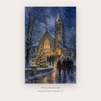 Christmas Eve Church – christmas wall art printable in Navy Blue and Gold