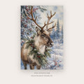 Reindeer in Winter Wreath – christmas wall art printable in Brown and Gray