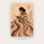Reading Woman in Terracotta – figurative wall art printable in Terracotta and Tan