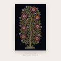 Midnight Floral Tree of Life – indian art printable in Black and Green