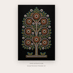 Black Folk Tree of Life – indian art printable in Black and Orange