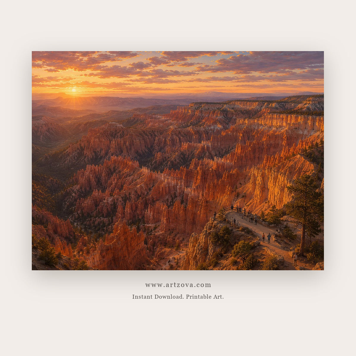 Autumn Forest Valley – landscape wall art printable in Orange and Brown
