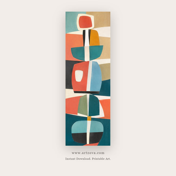 Stacked Primary Forms – abstract wall art printable in Teal and Orange