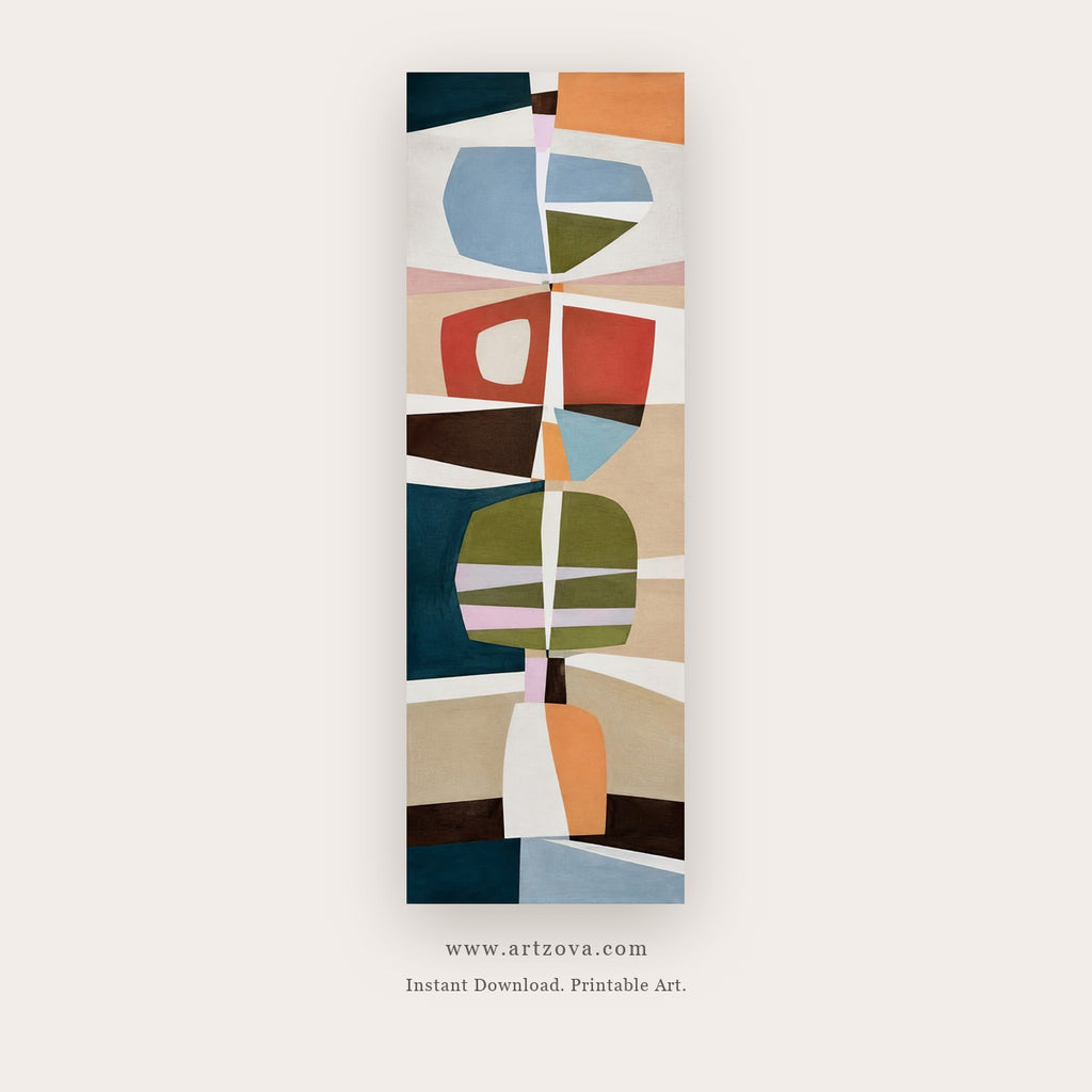 Balanced Geometric Stack – abstract wall art printable in Gray and Orange