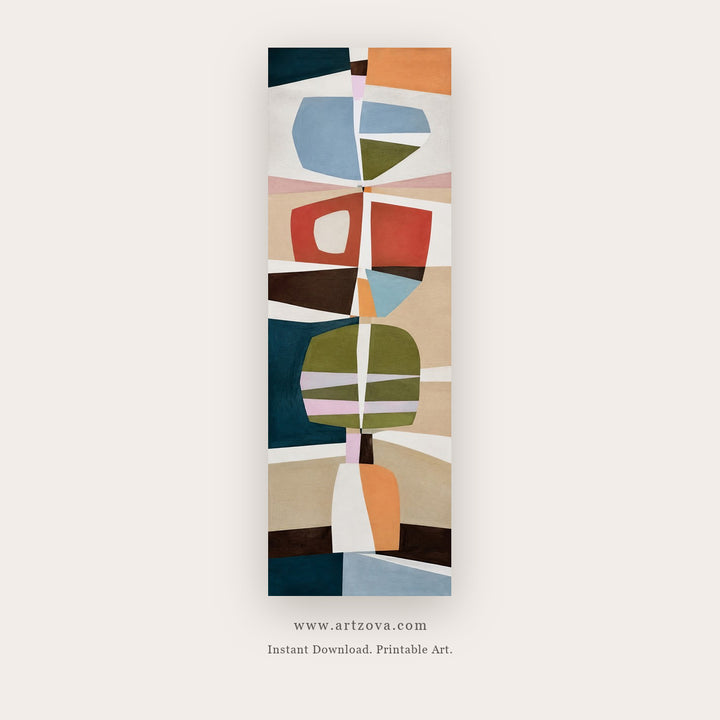 Balanced Geometric Stack – abstract wall art printable in Gray and Orange