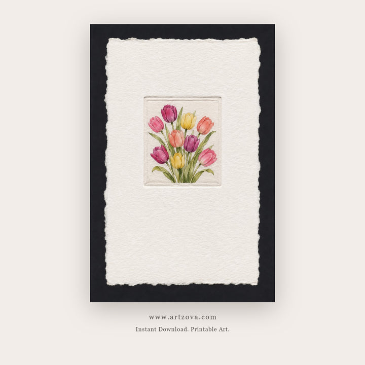 Pink Tulip Herbarium – botanical & floral art printable in Pink and Black