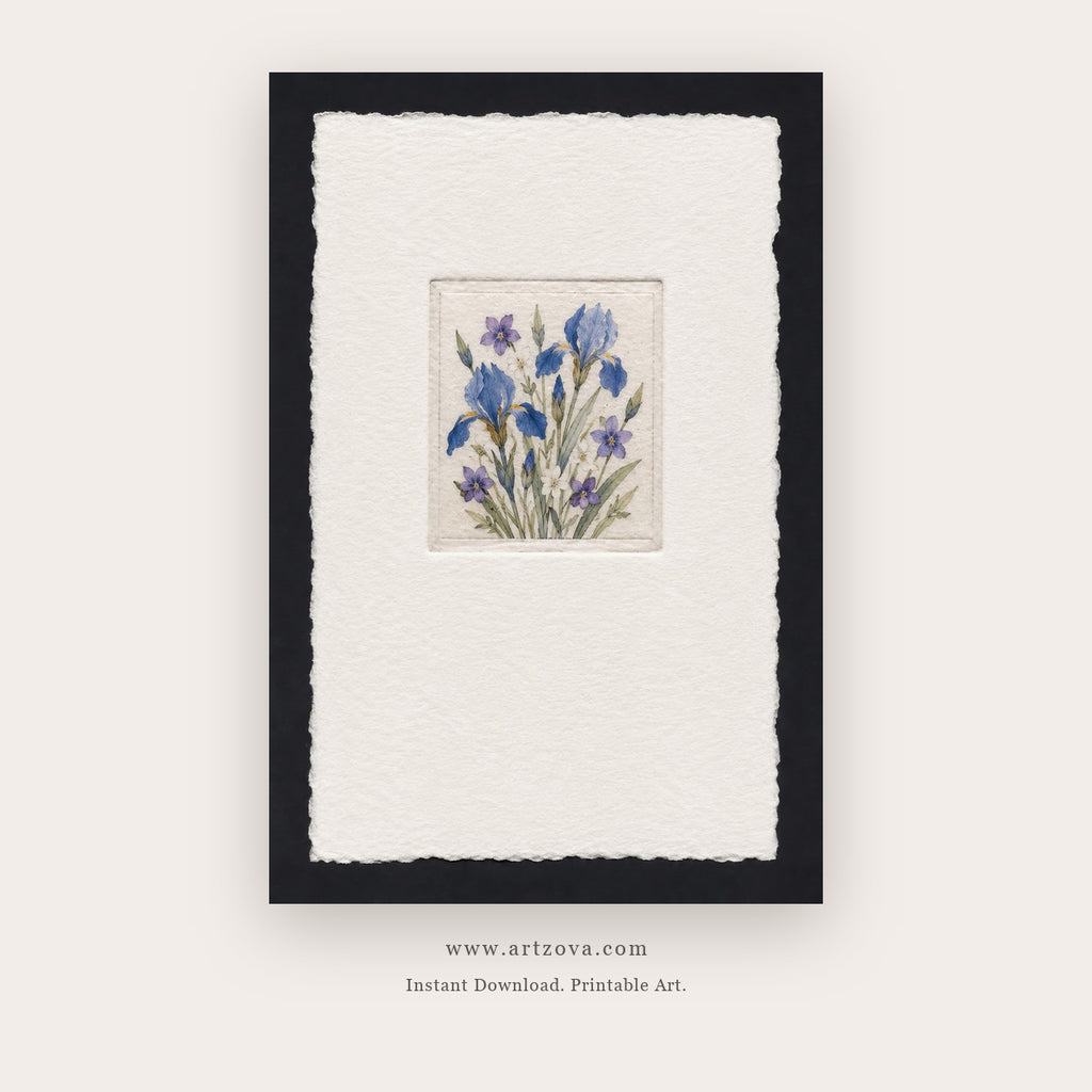 Blue Wildflower Herbarium – botanical & floral art printable in Blue and Black