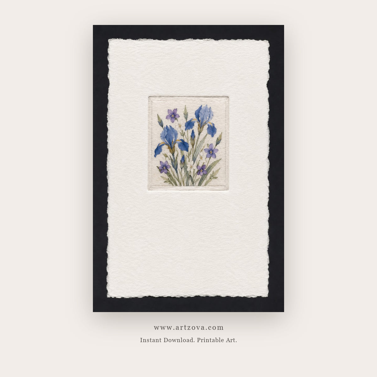 Blue Wildflower Herbarium – botanical & floral art printable in Blue and Black