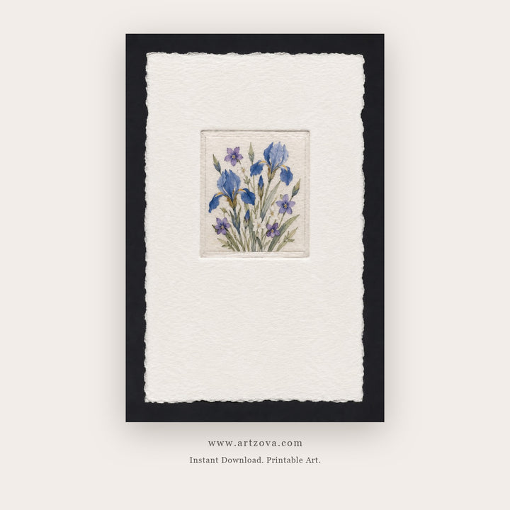 Blue Wildflower Herbarium – botanical & floral art printable in Blue and Black