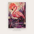Flamingo Reverie Collage – bird wall art printable in Pink and Purple