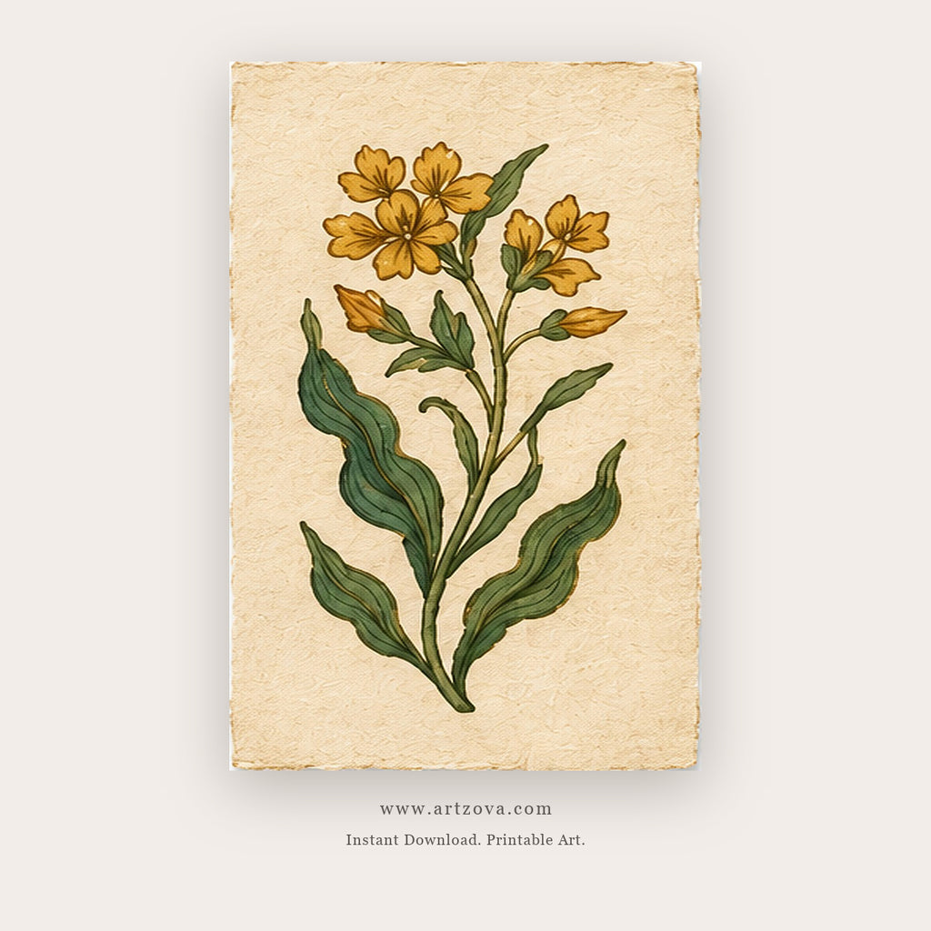 Vintage Golden Garden – botanical & floral art printable in Gold and Green