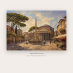 Roman Pantheon Morning – european theme art printable in Brown and Green