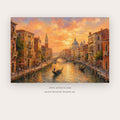 Venetian Canal Evening – european theme art printable in Orange and Blue