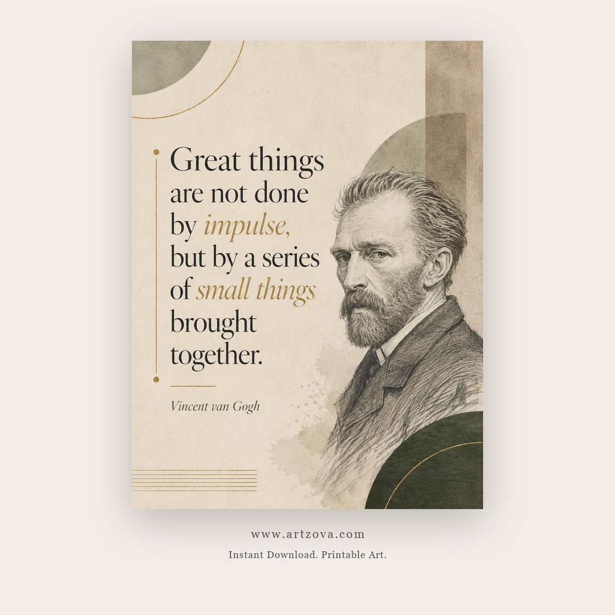 Great Things Are Done by Small Steps printable motivational quote wall art