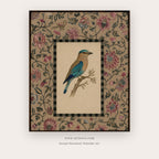Turquoise Bird in a Floral Tapestry printable bird wall art