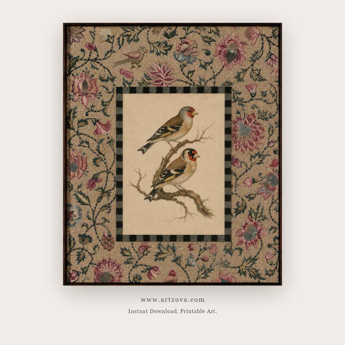 Twin Garden Finches printable bird wall art