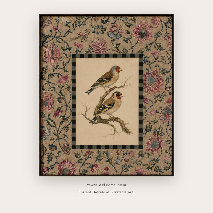 Twin Garden Finches printable bird wall art