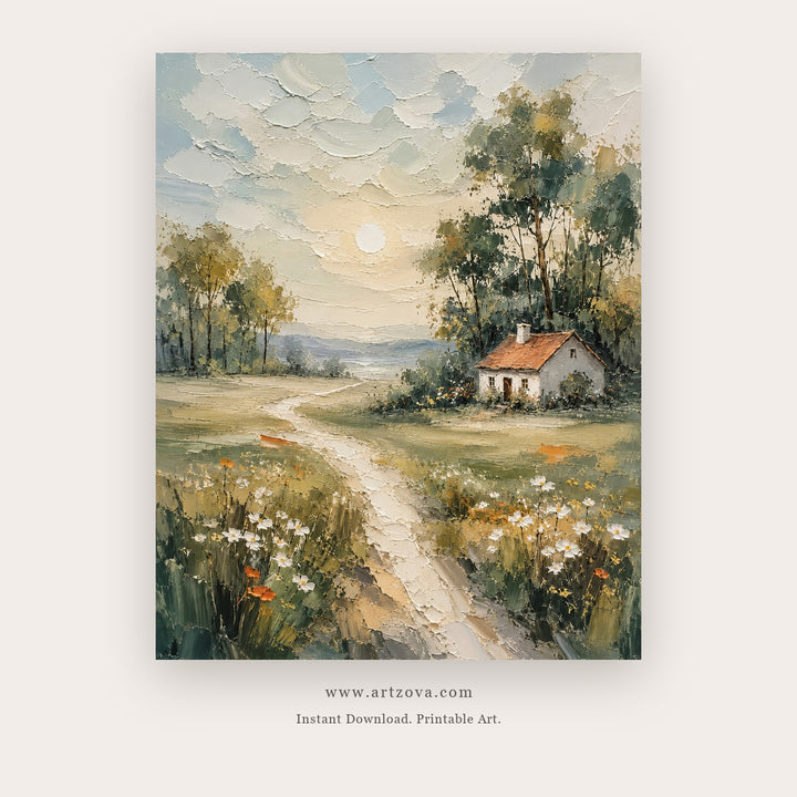 Quiet Cottage Meadow printable landscape wall art