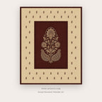 Maroon Floral Folk Motif printable Indian folk wall art