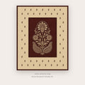 Maroon Lotus Folk Motif printable Indian folk wall art