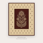Maroon Lotus Folk Motif printable Indian folk wall art