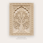 Ornate Ivory Tree of Life printable Indian folk wall art