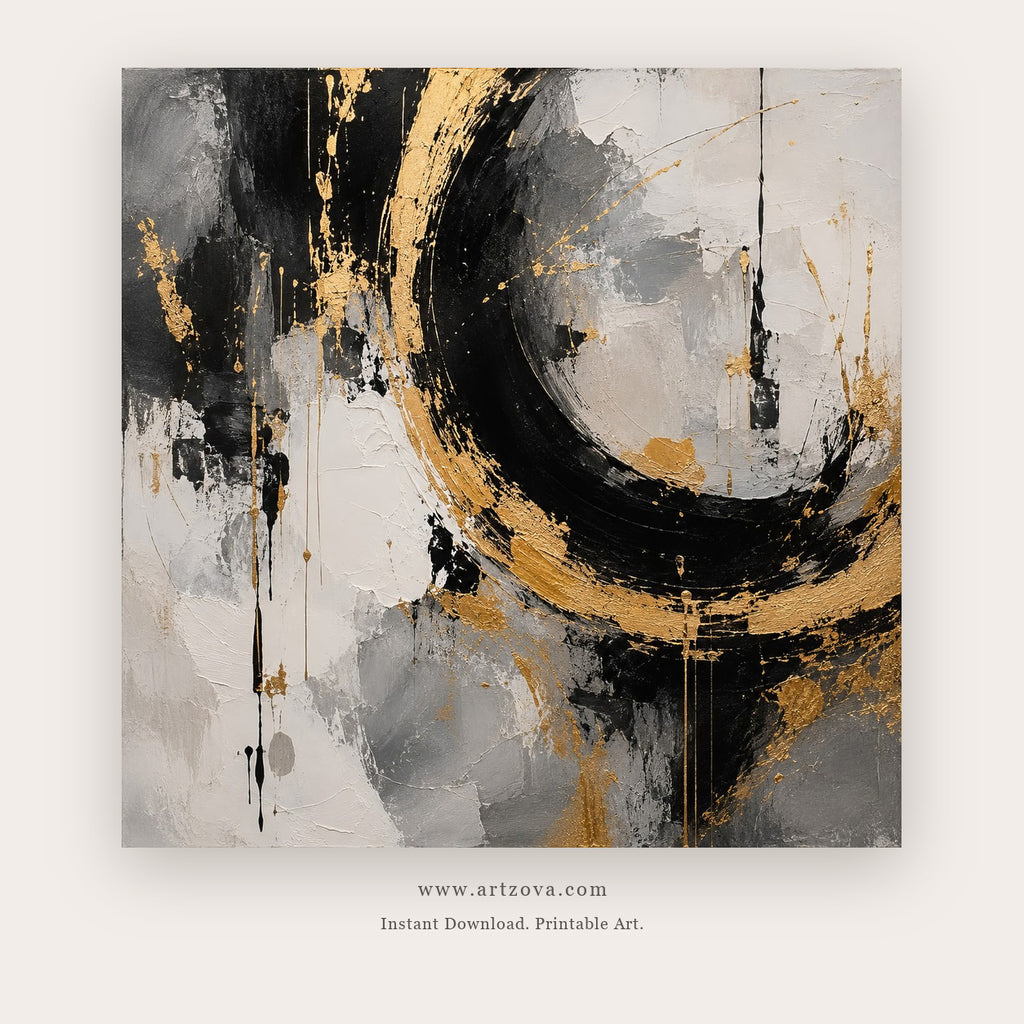Golden Arc in Motion printable abstract wall art