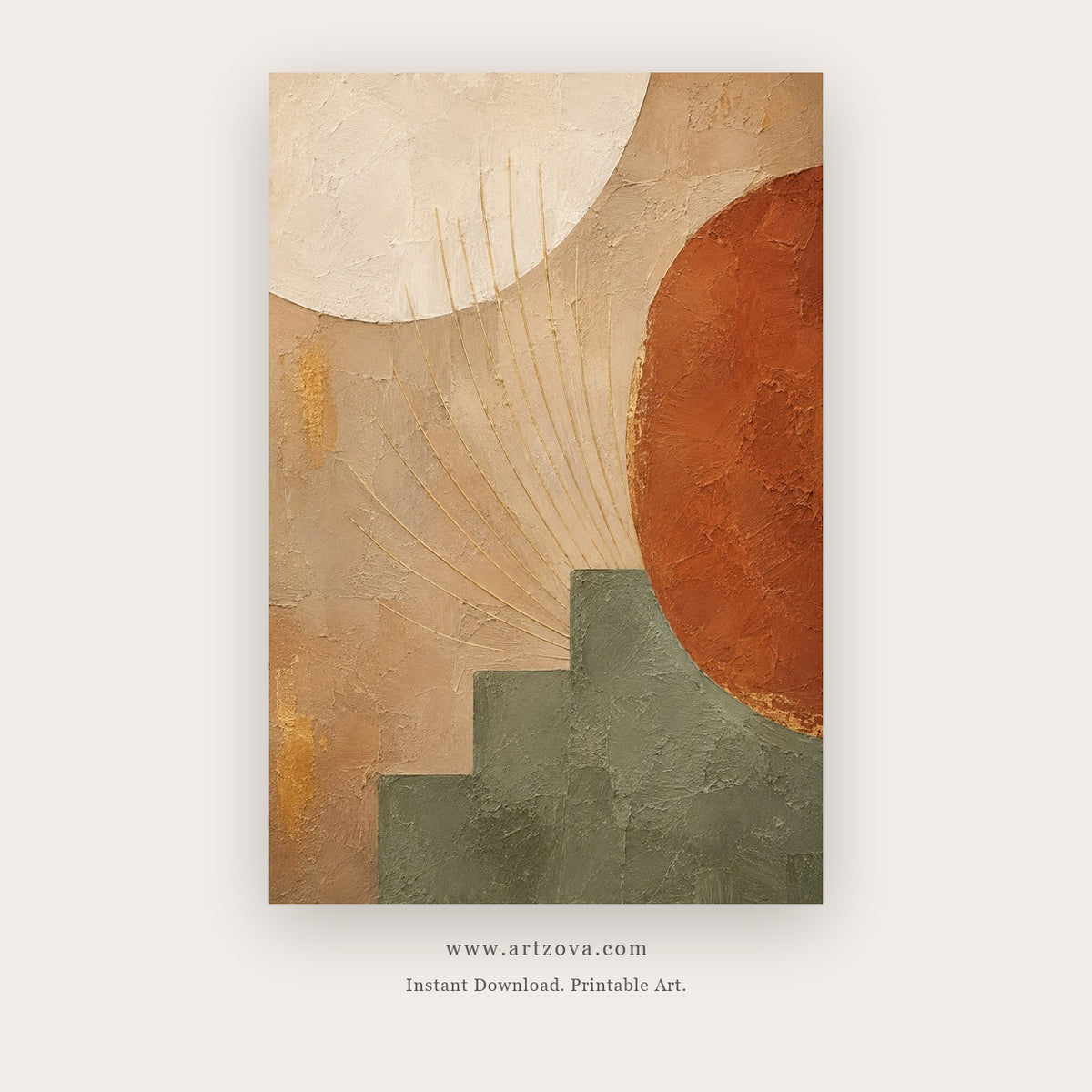 Terraced Shapes Under White Sun printable abstract wall art