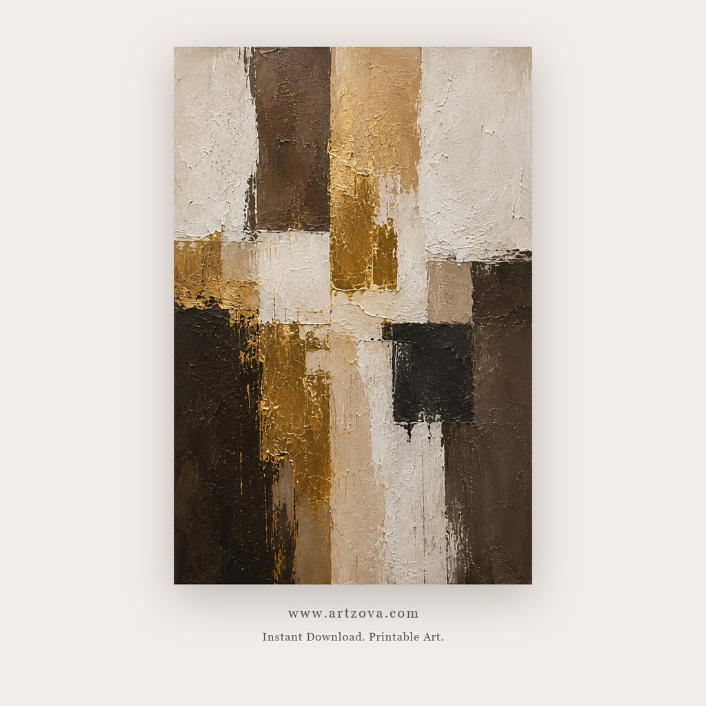 Charcoal and Gold Blocks printable abstract wall art