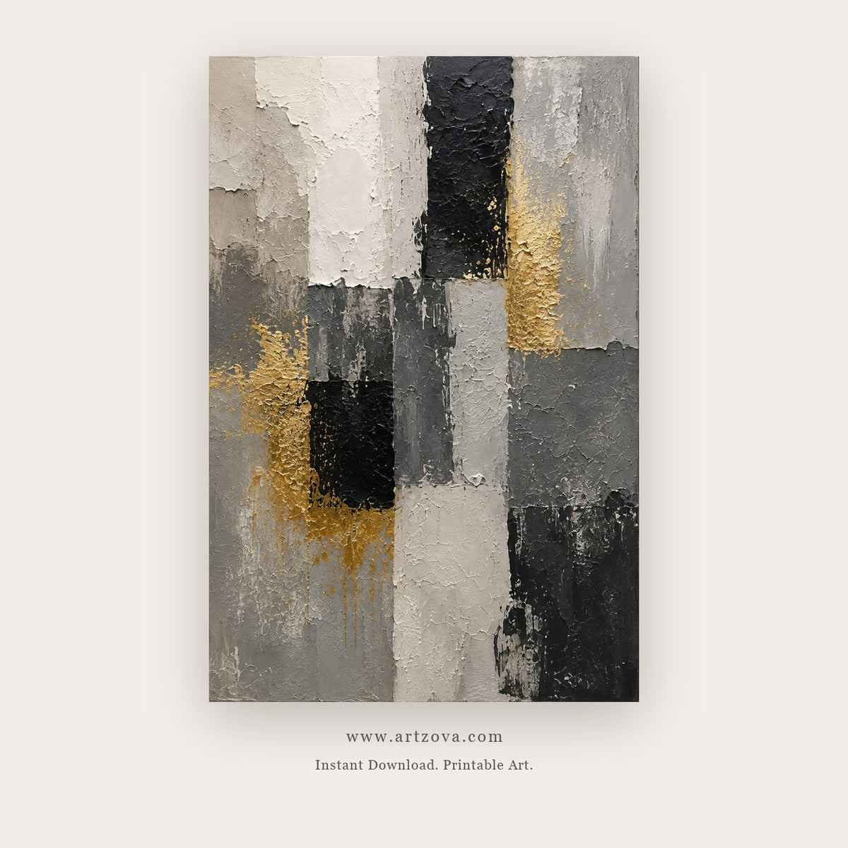 Gray Stone with Golden Spark printable abstract wall art