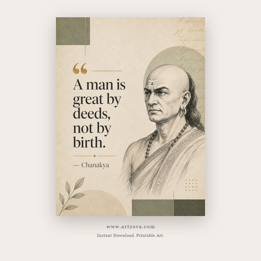 A Man Is Great by Deeds printable motivational quote wall art