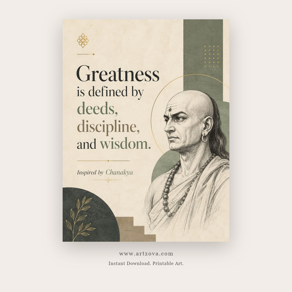 Greatness Is Defined by Deeds printable motivational quote wall art