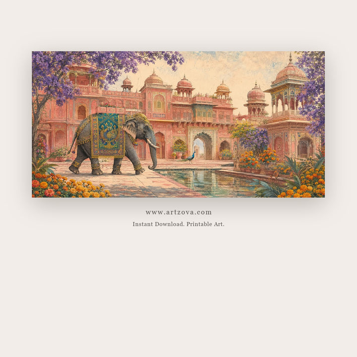 Royal Elephant at the Pink Palace printable indian art