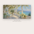 White Garden Terrace by the Sea printable coastal wall art