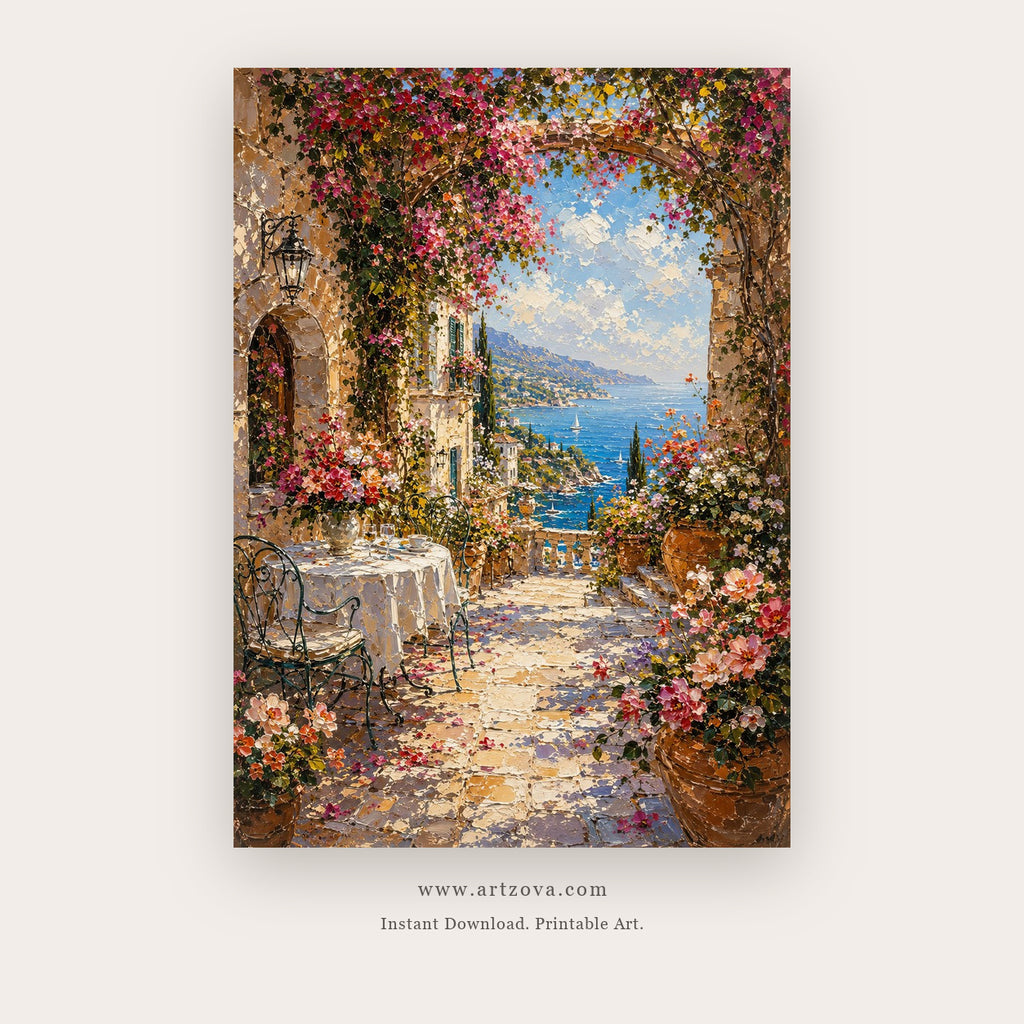 Flowered Arch Above the Mediterranean printable coastal wall art