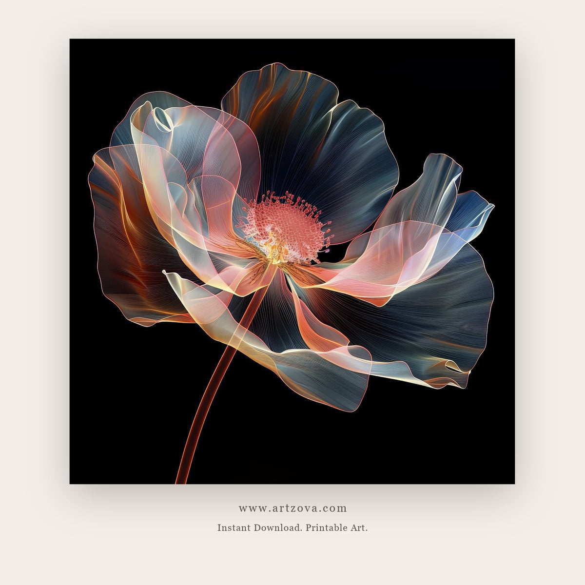 Soft Color printable botanical & floral art in Tan and Brown - Artzova