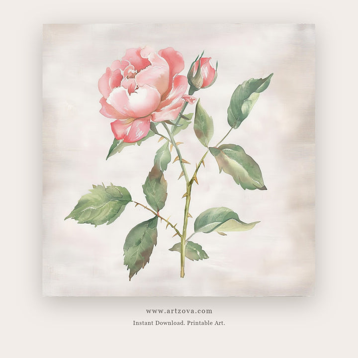 Still Moment printable botanical & floral art in White and Beige - Artzova
