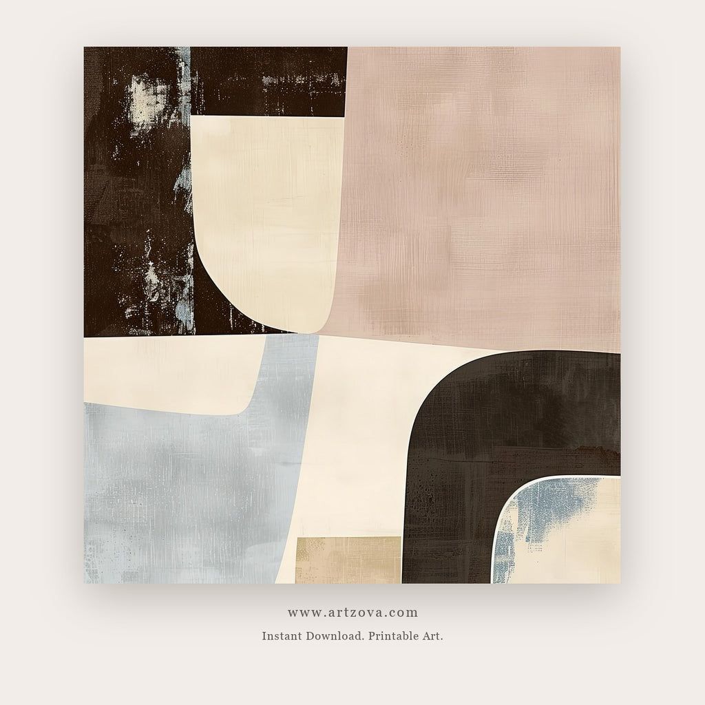 Abstract printable abstract wall art in Chocolate Brown and Beige - Artzova