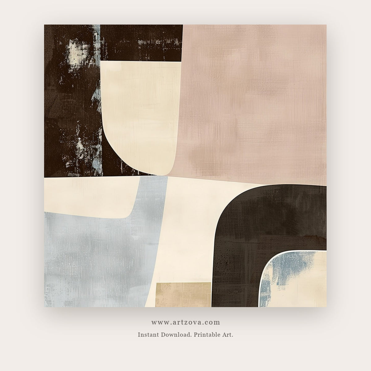 Abstract printable abstract wall art in Chocolate Brown and Beige - Artzova