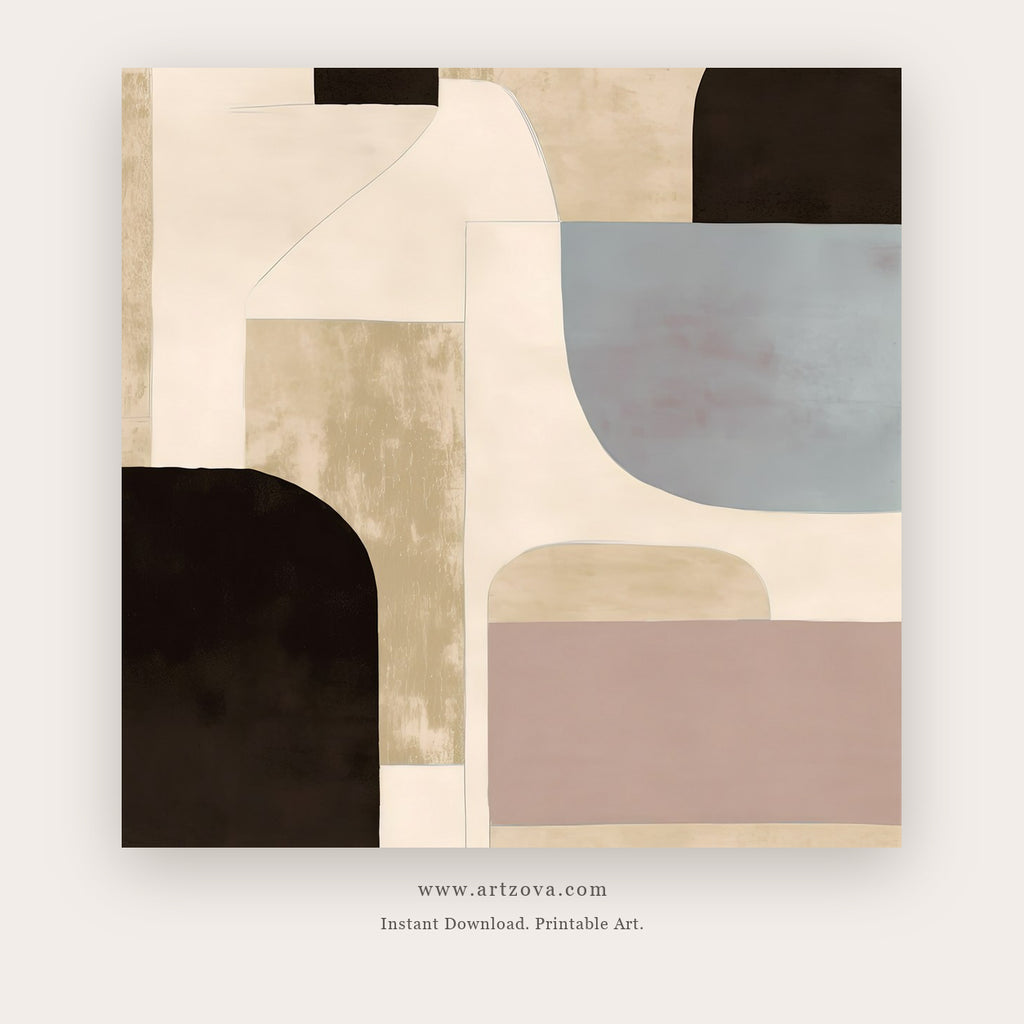 Moment Abstract printable abstract wall art in Beige and Cream - Artzova