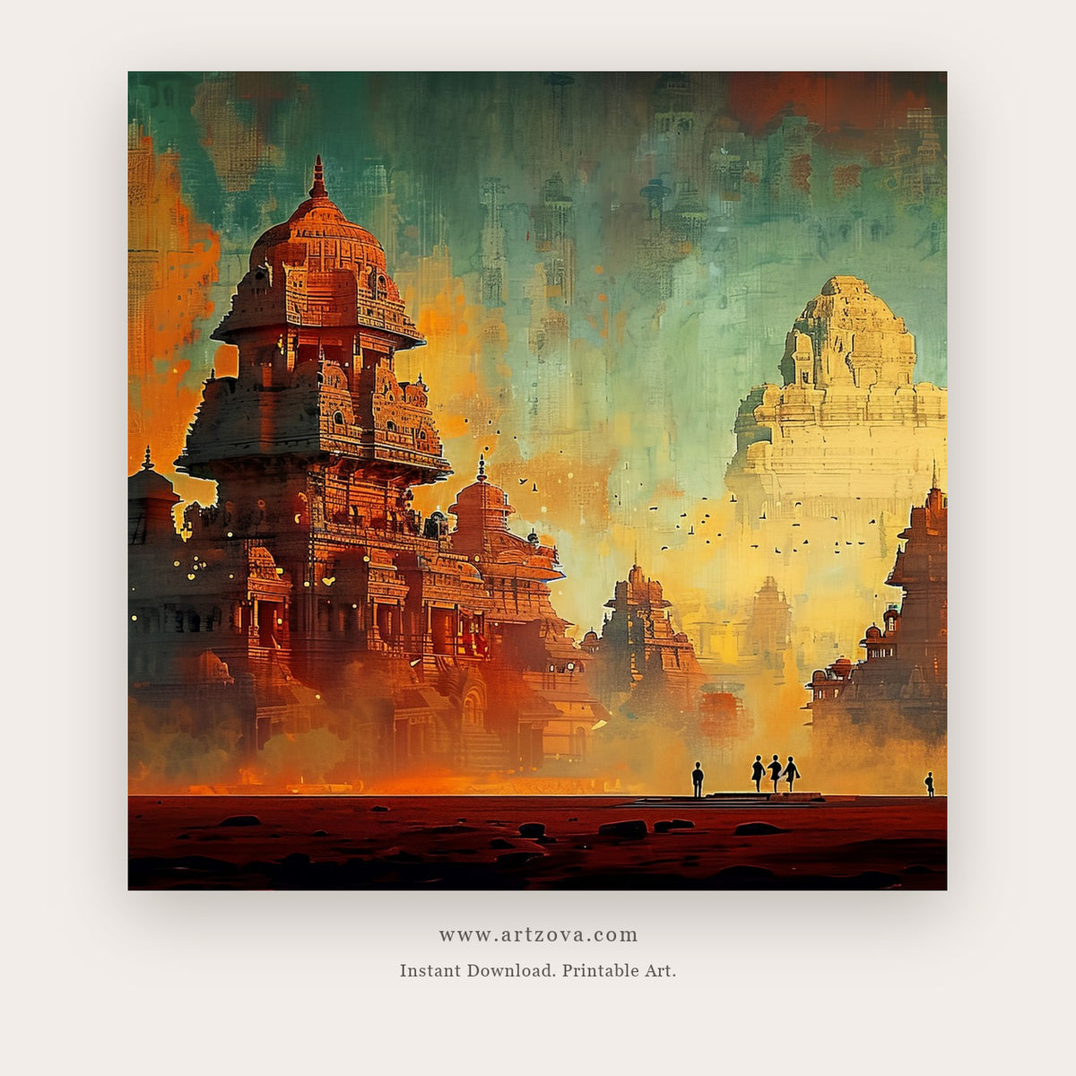 Monument printable indian art in Terracotta and Tan - Artzova