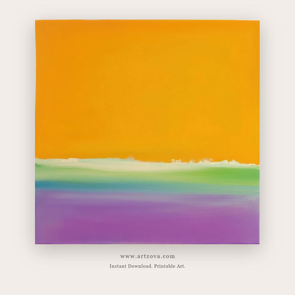 Golden Horizon printable abstract wall art in Orange and Purple - Artzova